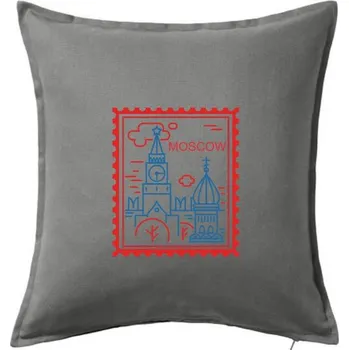 Polštář Moskva známka jednoduchá - Polštář 50x50 - 50x50 - Včetně výplně ( Tmavě šedý melír )