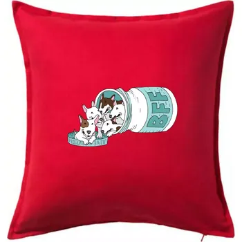 Polštář Bullterrier Friends Forever zelené (Pecka design) - Polštář 50x50 - 50x50 - Včetně výplně ( Červená )
