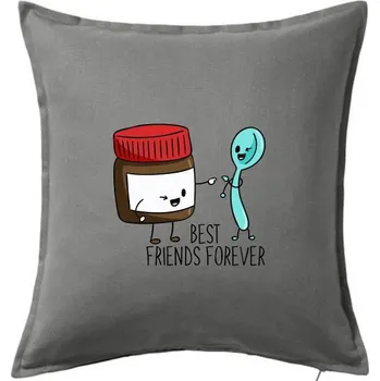 Polštář BFF nugeta a lžička - Polštář 50x50 - 50x50 - Pouze potah ( Tmavě šedý melír )