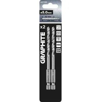 Vrták 6HR VRTÁK 5,0 mm do kovu VRTÁKY ks sada vrtáků GRAPHITE 54T709