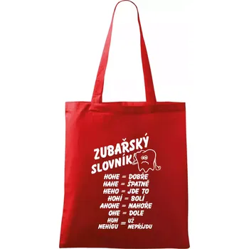 Nákupní taška Zubařský slovník - Taška bavlněná - 42 x 38 cm ( Červená )
