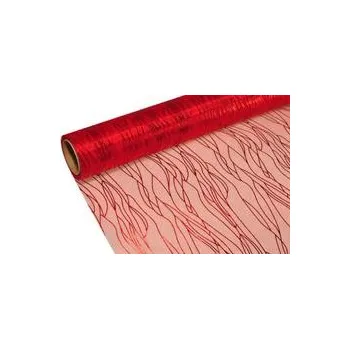 Party dekorace Organza 39cm x 8m vlnky červená/červená