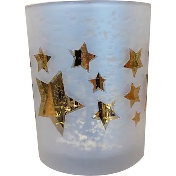 Svícen Svícen skleněný SS - Zlaté hvězdy 6,5 * 5,5cm 9306106C