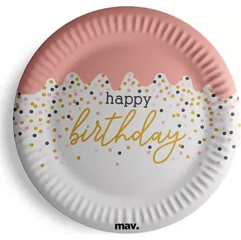 Talíř Papírové talíře Rosegold dort 18cm - 8ks