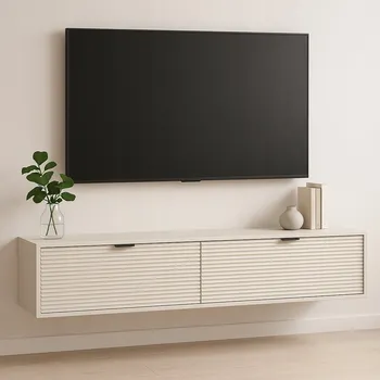 Televizní stolek TV stolek 140 cm s rýhovanými dvířky Kašmír Aura