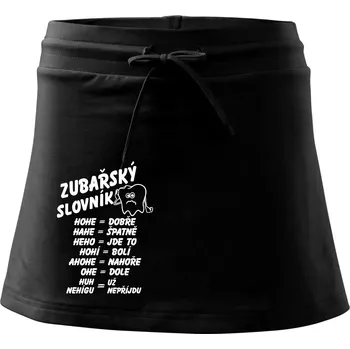 Dámská sukně Zubařský slovník - Sportovní sukně - two in one - XS ( Černá )