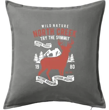 Polštář North Creek Deer Nature - Polštář 50x50 - 50x50 - Včetně výplně ( Tmavě šedý melír )