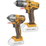Ingco COSLI230708 sada AKU strojů - vrtací šroubovák a rázový utahovák vč. 2ks baterie a nabíječky