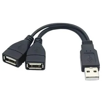 Prodlužovací kabel PremiumCord USB 2.0 kabel A/Male to A/Female (data+nabíjení) + A/Female (nabíjení) 15cm KU2Y03