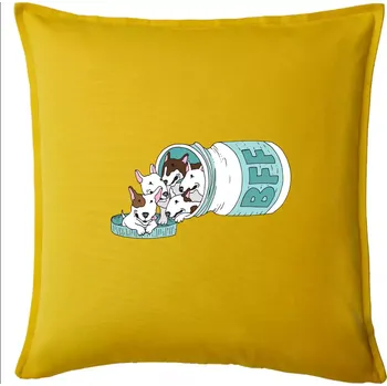 Polštář Bullterrier Friends Forever zelené (Pecka design) - Polštář 50x50 - 50x50 - Pouze potah ( Žlutá )