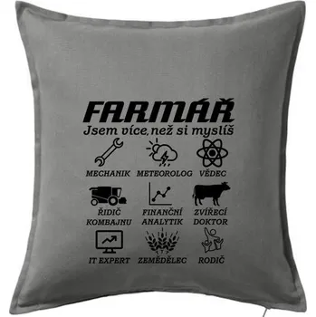 Polštář Symboly Farmář - Polštář 50x50 - 50x50 - Pouze potah ( Tmavě šedý melír )