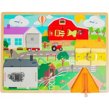 Dřevěná hračka Tabule Bigjigs Toys Motorická deska každodenních dovedností