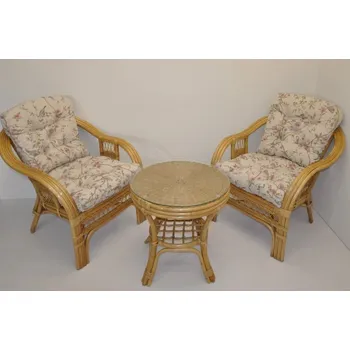 Axin Trading s.r.o. Ratanová sedací souprava Rio De Janeiro 2+1 medová polstry motiv ptáci Axin Trading s.r.o.