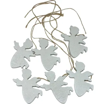 Vánoční dekorace Dekorace závěsní andílci bílí 7 cm - 6 ks 3001306