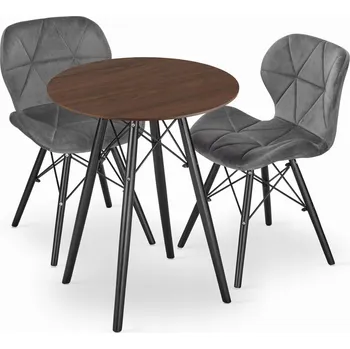 Jídelní set Sada kulatý stůl TODI 60 jasan + 2 židle LAGO šedé