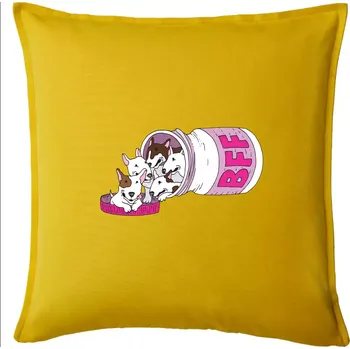 Polštář Bullterrier Friends Forever růžové (Pecka design) - Polštář 50x50 - 50x50 - Pouze potah ( Žlutá )