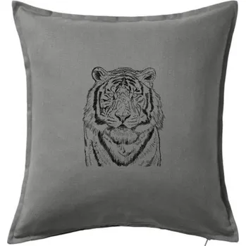 Polštář Tygr skica - Polštář 50x50 - 50x50 - Pouze potah ( Tmavě šedý melír )
