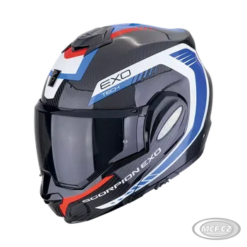 Helma na motorku Scorpion EXO-TECH EVO Překlápěcí helma černo modro červená