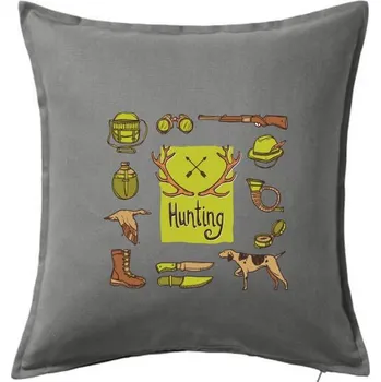 Polštář Hunting - ikony - Polštář 50x50 - 50x50 - Pouze potah ( Tmavě šedý melír )