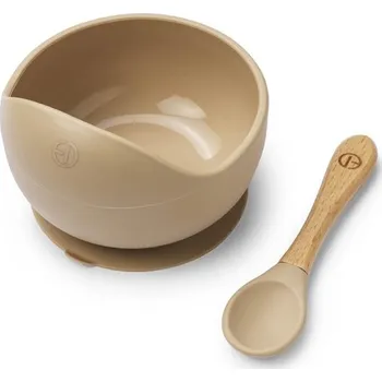 dětská jídelní sada Silikonová miska se lžičkou Elodie Details - Pure Khaki
