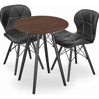 Jídelní set Sada kulatý stůl TODI 60 jasan + 2 židle LAGO černé