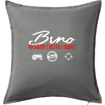 Polštář Brno město s tradicí - Polštář 50x50 - 50x50 - Pouze potah ( Tmavě šedý melír )