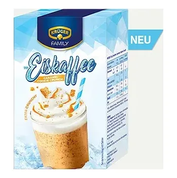 Káva Krüger Family Eiskaffee Caramel Cookie Crunch (150 g box, 10 × 15 g sáčků)