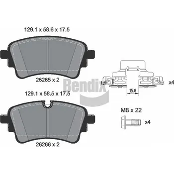 Brzdová destička Sada brzdových destiček, kotoučová brzda BENDIX Braking BPD1646