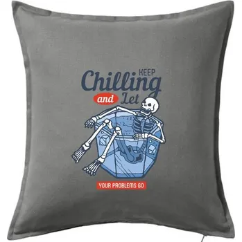 Polštář Keep chilling sklenice - Polštář 50x50 - 50x50 - Včetně výplně ( Tmavě šedý melír )