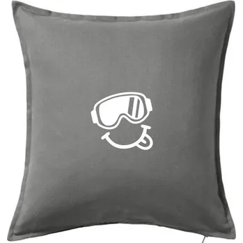 Polštář Veselý lyžař - Polštář 50x50 - 50x50 - Včetně výplně ( Tmavě šedý melír )