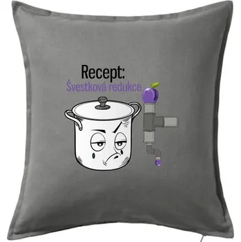 Polštář Recept švestková redukce - Polštář 50x50 - 50x50 - Pouze potah ( Tmavě šedý melír )
