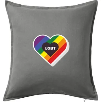 Polštář LGBT srdce duhové - Polštář 50x50 - 50x50 - Pouze potah ( Tmavě šedý melír )