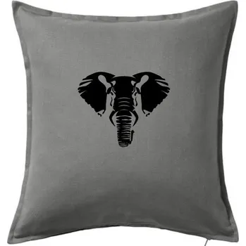 Polštář Slon hlava obrys - Polštář 50x50 - 50x50 - Včetně výplně ( Tmavě šedý melír )