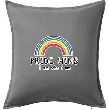 Polštář Pride wins i am who i am - Polštář 50x50 - 50x50 - Včetně výplně ( Tmavě šedý melír )