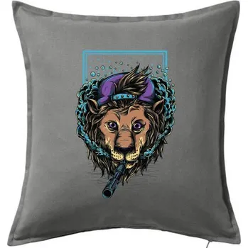 Polštář Bad Boy lev - Polštář 50x50 - 50x50 - Pouze potah ( Tmavě šedý melír )