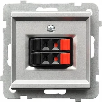 Elektrická zásuvka OSPEL DVOJITÁ REPRODUKTOROVÁ ZÁSUVKA STŘÍBRNÁ MAT SONATA GG-2R/m/38