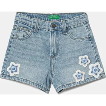 Chlapecké kraťasy Dětské riflové kraťasy United Colors of Benetton modrá barva, s aplikací, 42MHG902W 42MHG902W.P.Seasonal 55X, vel. 90
