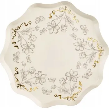 Talíř Papírové talířky na jedno použití KRAFT KVĚTY rostliny dekorace na stůl x6