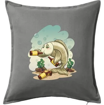 Polštář Opilá ryba - Polštář 50x50 - 50x50 - Pouze potah ( Tmavě šedý melír )