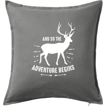 Polštář Jelen adventure begins - Polštář 50x50 - 50x50 - Pouze potah ( Tmavě šedý melír )