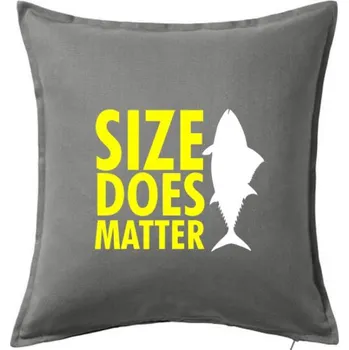 Polštář Rybaření - Size does matter - Polštář 50x50 - 50x50 - Včetně výplně ( Tmavě šedý melír )