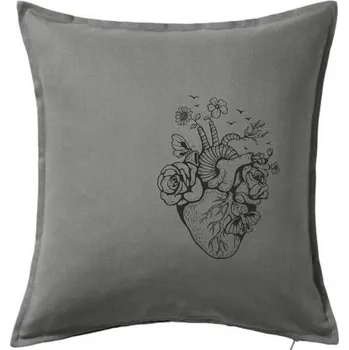 Polštář Srdce plné přírody - Polštář 50x50 - 50x50 - Včetně výplně ( Tmavě šedý melír )
