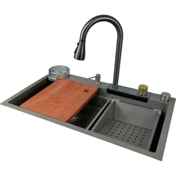 Nerezový dřez Ocelový jednokomorový dřez ARIEL s baterií 68 x 45 x 21cm