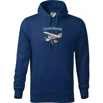 Pánská mikina Československo letadlo (Pecka design) - Mikina pánská Cape s kapucí - 5XL ( Půlnoční modrá )
