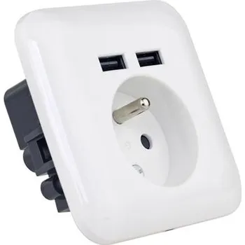 PLATINET ZÁSUVKA FRANCOUZSKÁ + 2 USB 2.1A Nabíječka PWSF2U