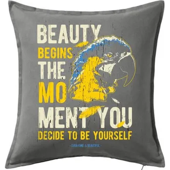 Polštář Bird macaw - Polštář 50x50 - 50x50 - Pouze potah ( Tmavě šedý melír )