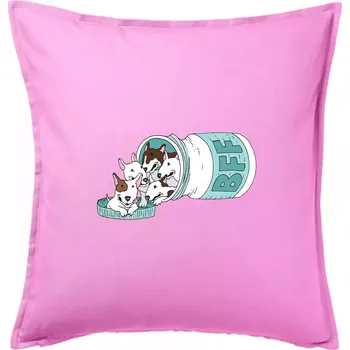 Polštář Bullterrier Friends Forever zelené (Pecka design) - Polštář 50x50 - 50x50 - Včetně výplně ( Růžová )