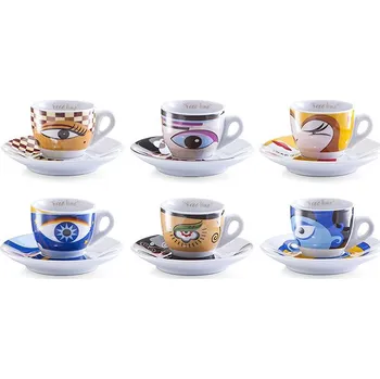 ZELLER Sada šálků s podšálkem 6 ks porcelán, motiv Magické oči 50 ml