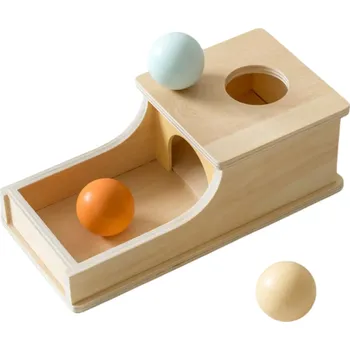 Dřevěná hračka Montessori dřevěný box s rampou a míčkem Edukační senzorická hračka pro děti Rozvoj motoriky Kognitivní učební pomůcka Barevný design