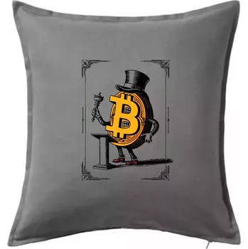 Polštář Oldschool bitcoin - Polštář 50x50 - 50x50 - Včetně výplně ( Tmavě šedý melír )